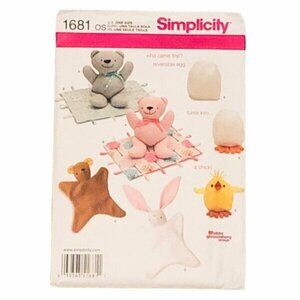 Simplicity 1681 Sewing Pattern Bear Blanket Lovey Chick in Egg Toy Uncut